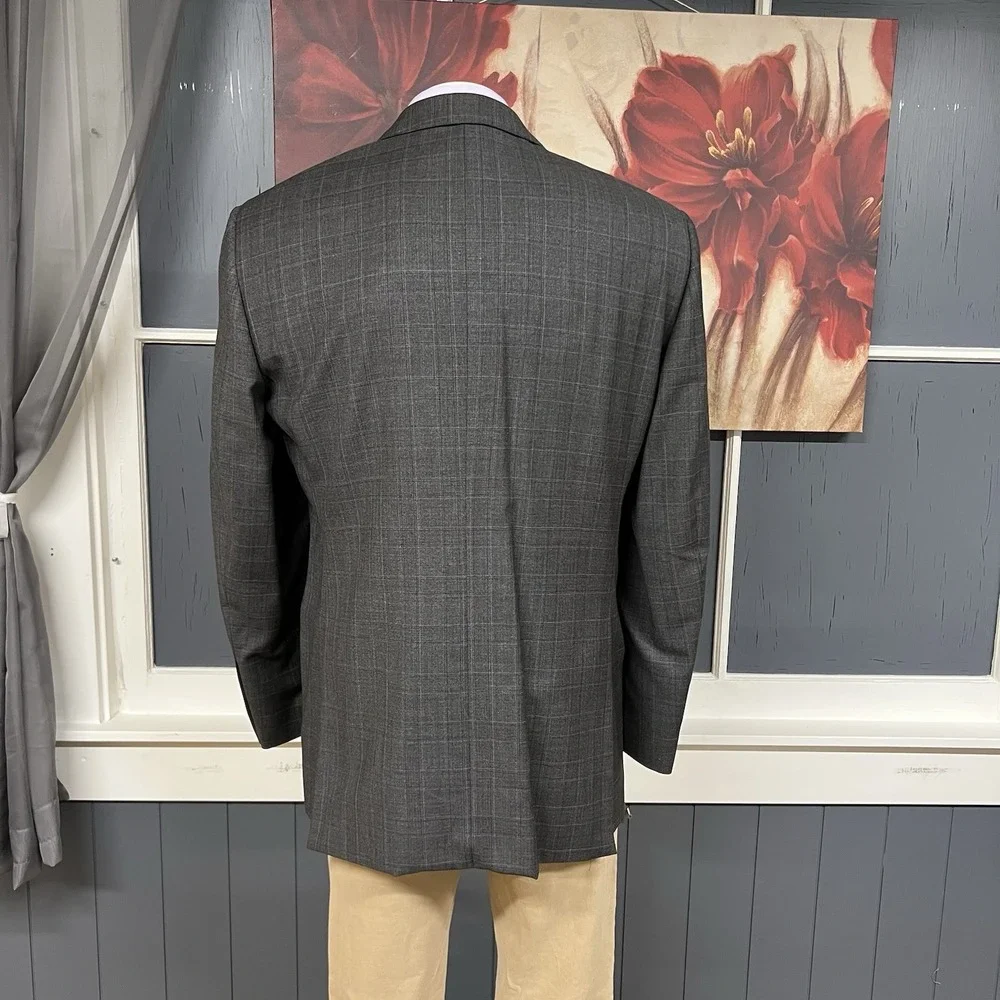 Joseph Abboud Custom Suit Mens 45L Long Wool Pants 35x35 (Unhemmed) Gray/Blue